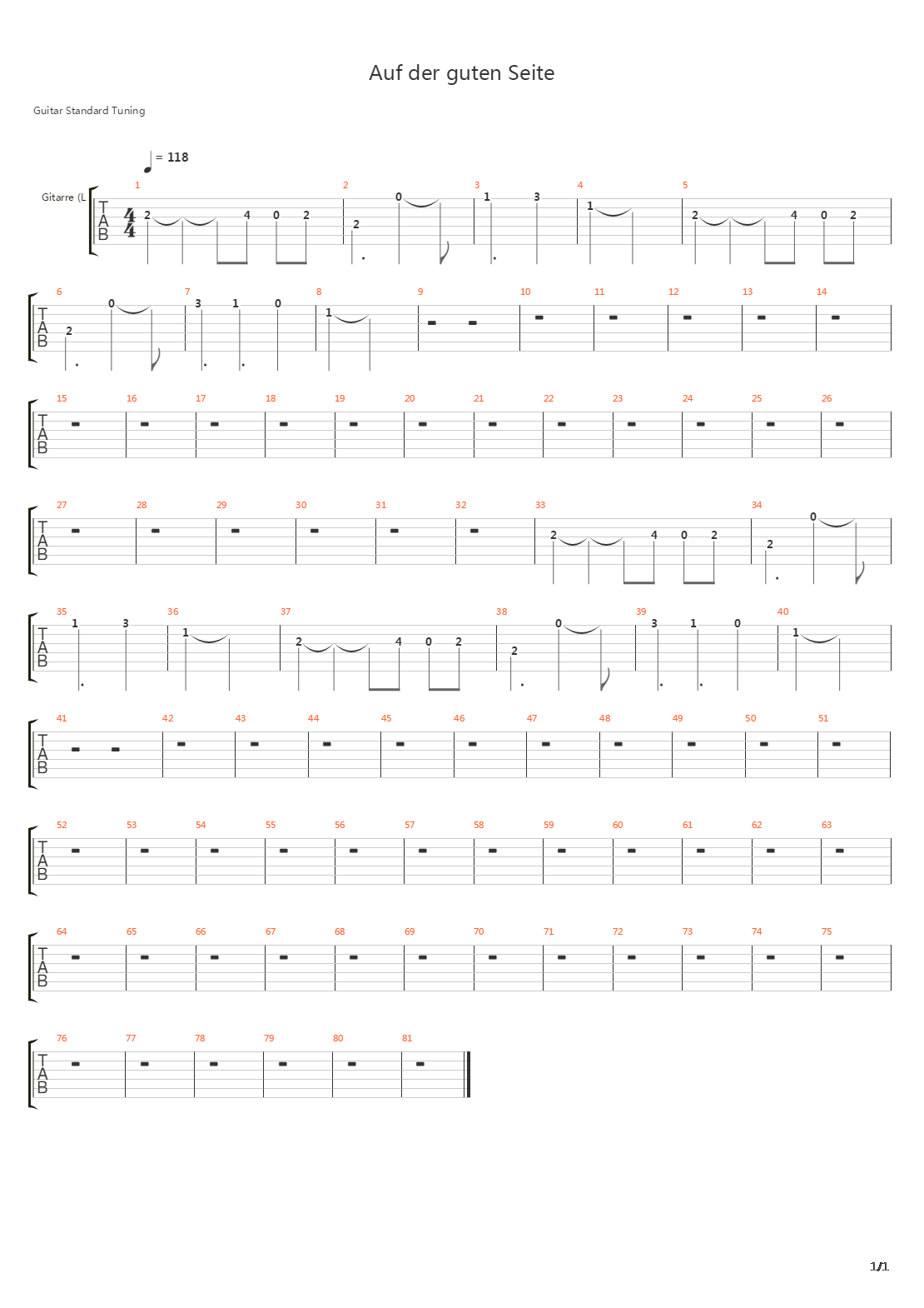 Auf Der Guten Seite吉他谱
