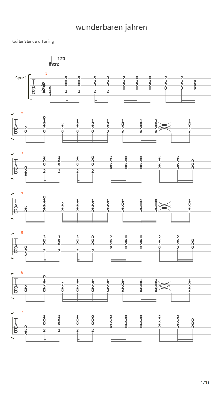 Wunderbaren Jahren吉他谱