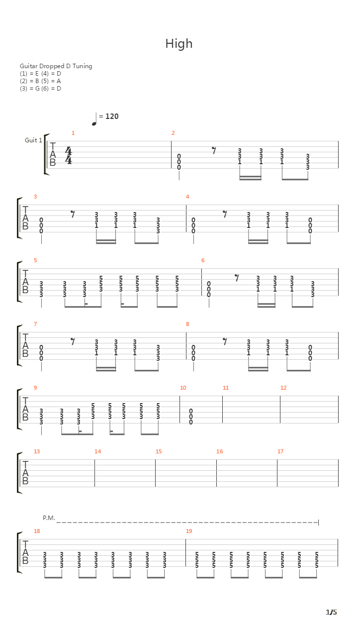 High吉他谱