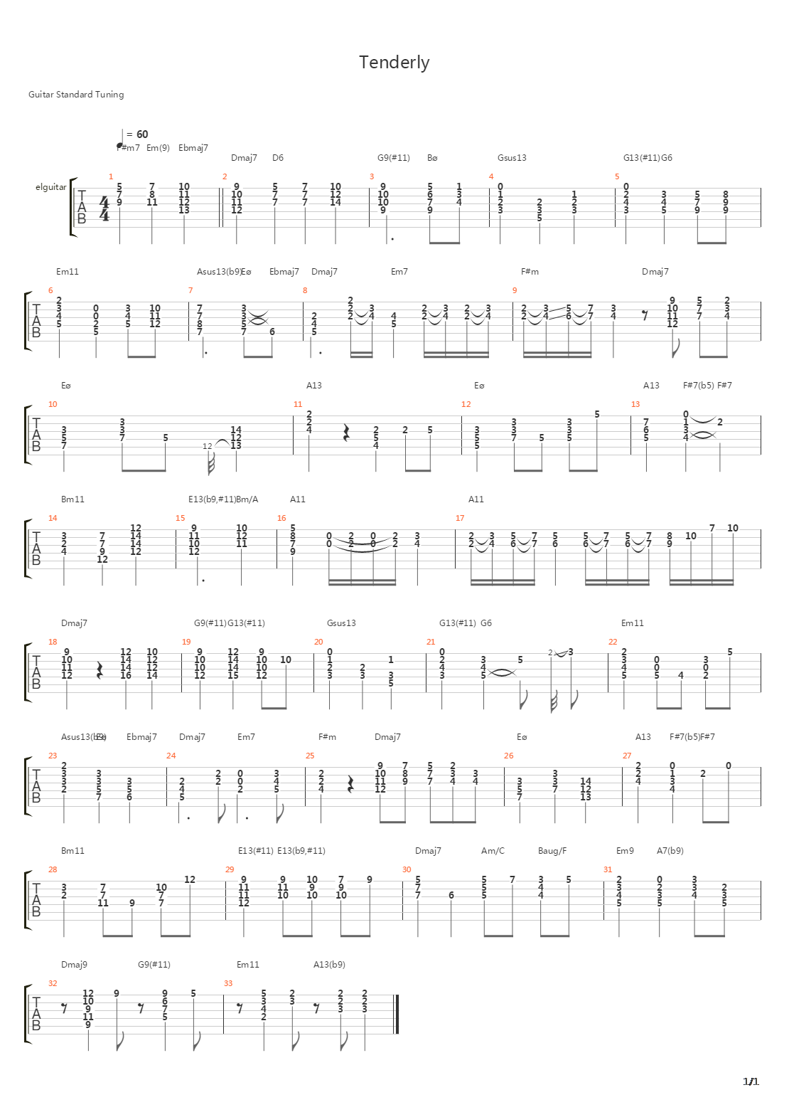 Tenderly吉他谱