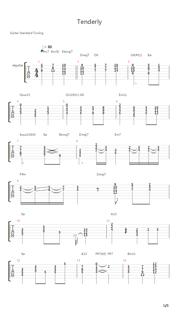 Tenderly吉他谱