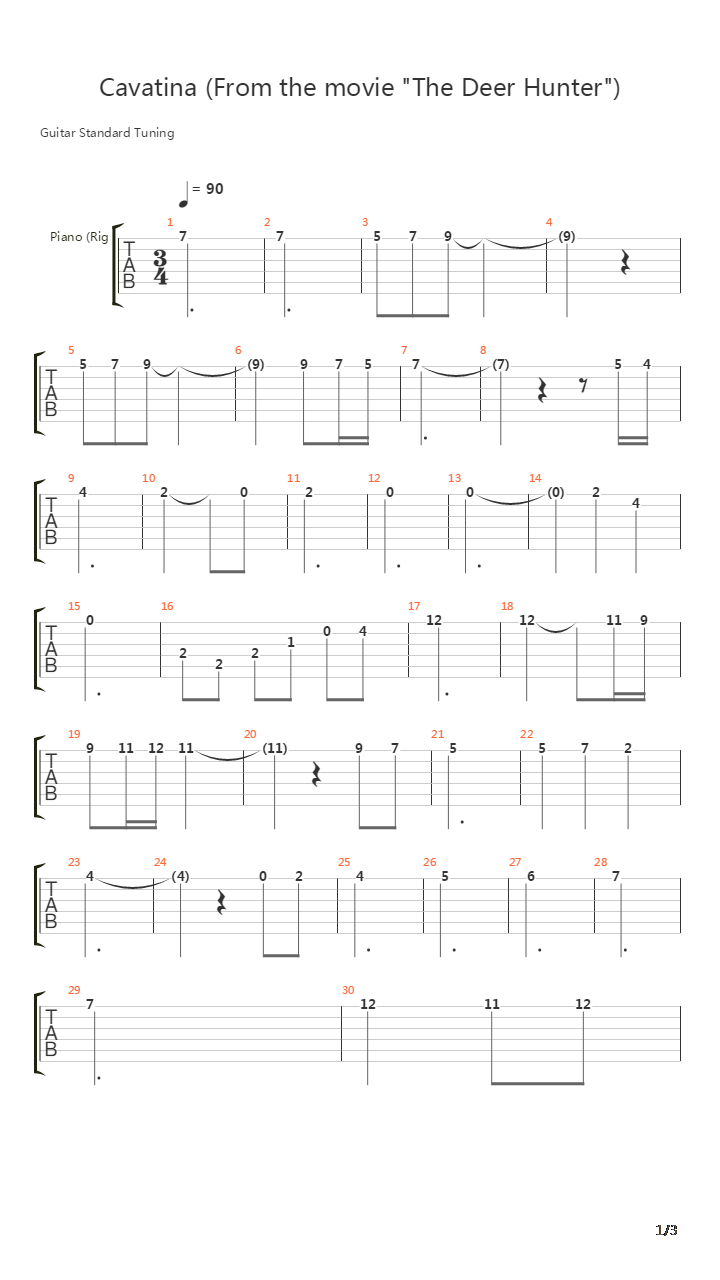 Cavatina吉他谱