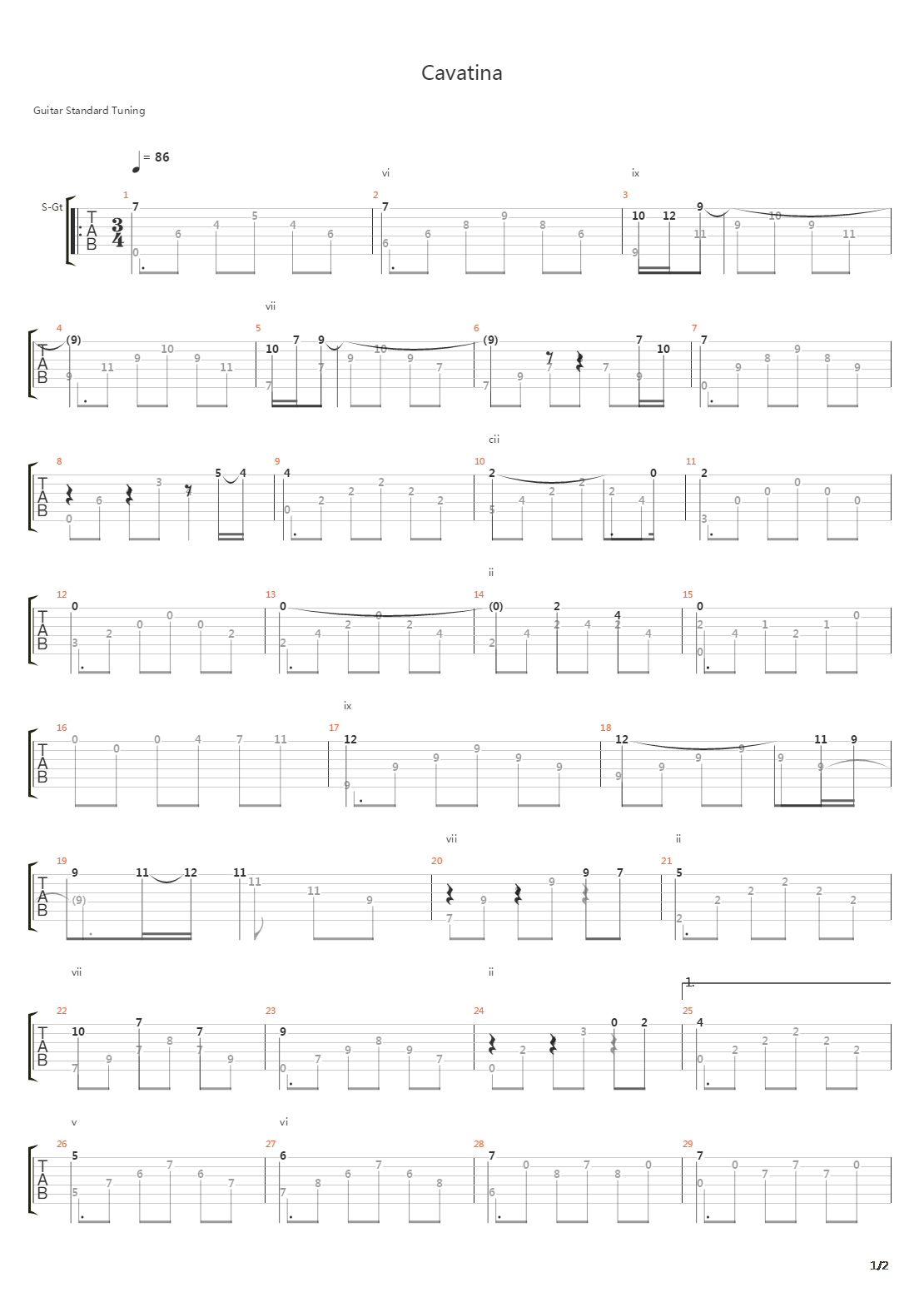 Cavatina吉他谱