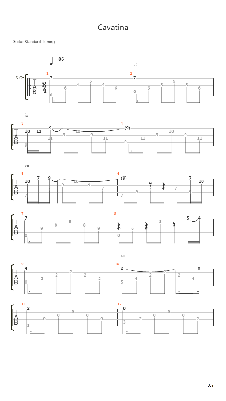 Cavatina吉他谱