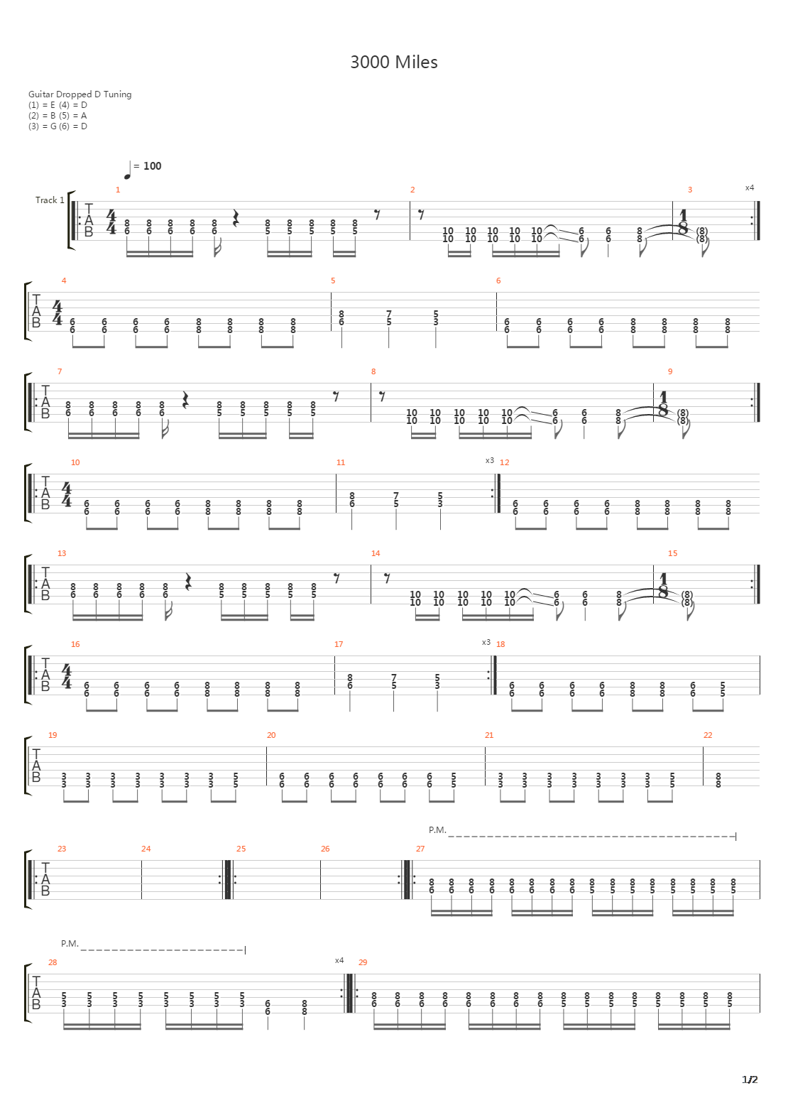 3000 Miles吉他谱