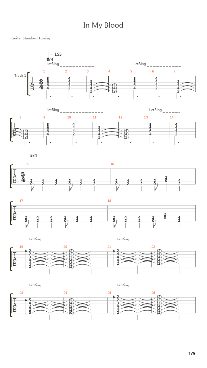 In My Blood吉他谱