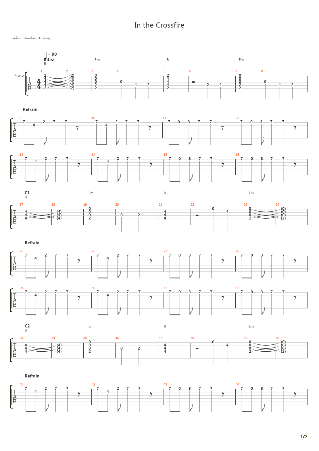 In The Crossfire吉他谱