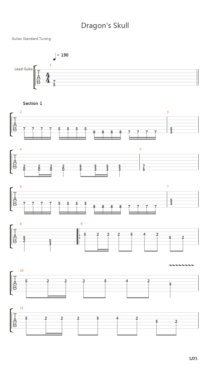 Dragons Skull吉他谱