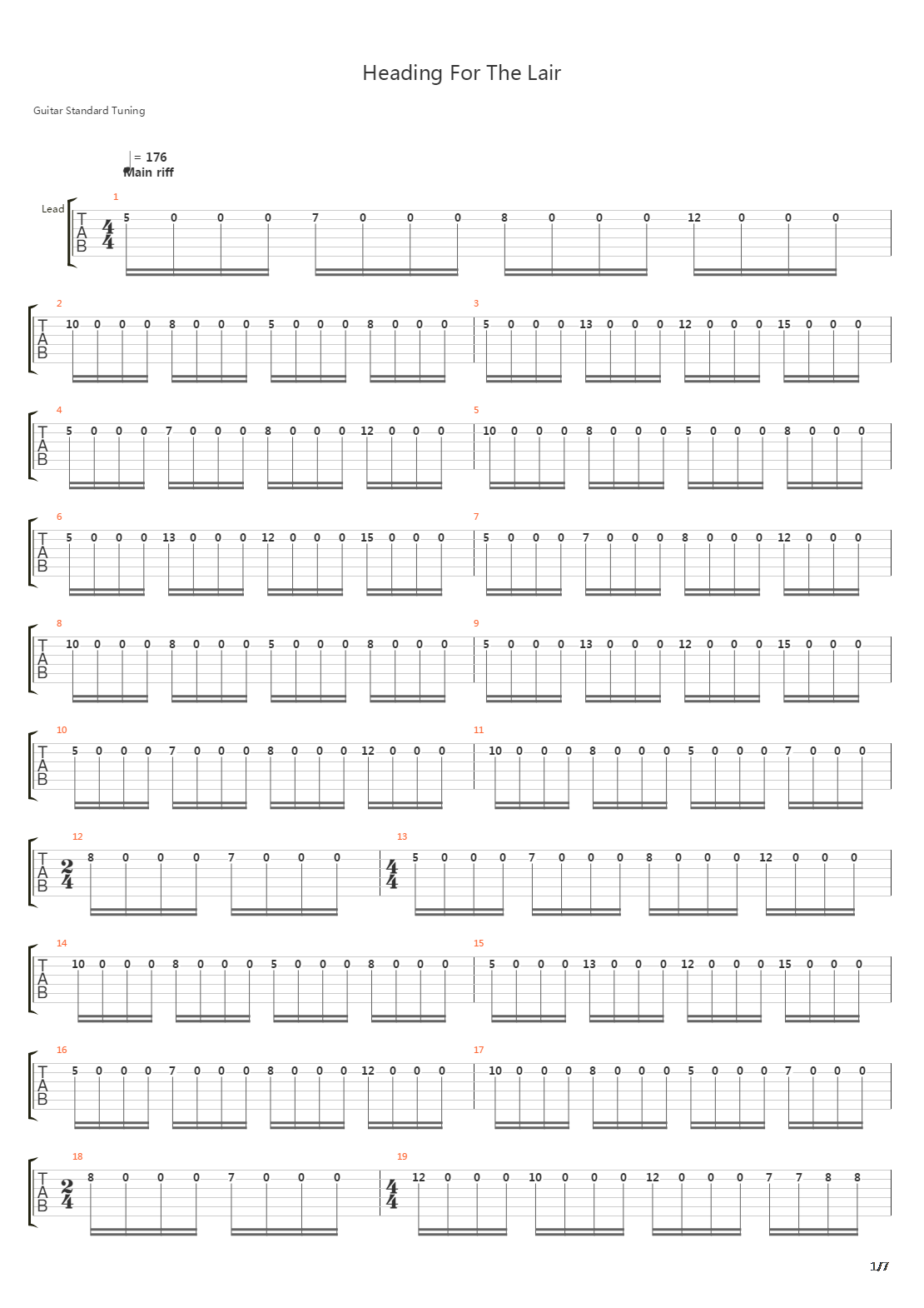Heading For The Lair吉他谱