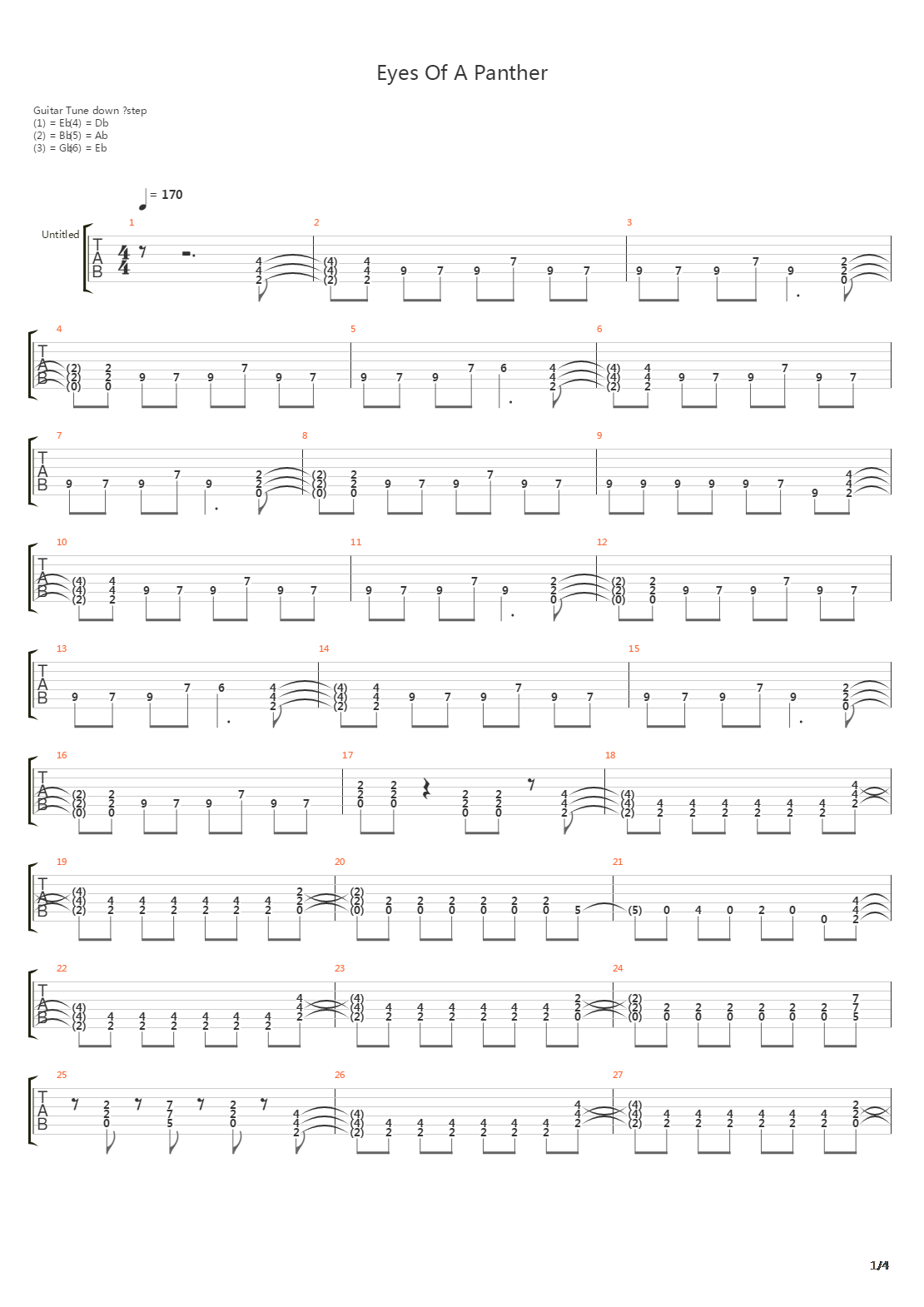 Eyes Of A Panther吉他谱