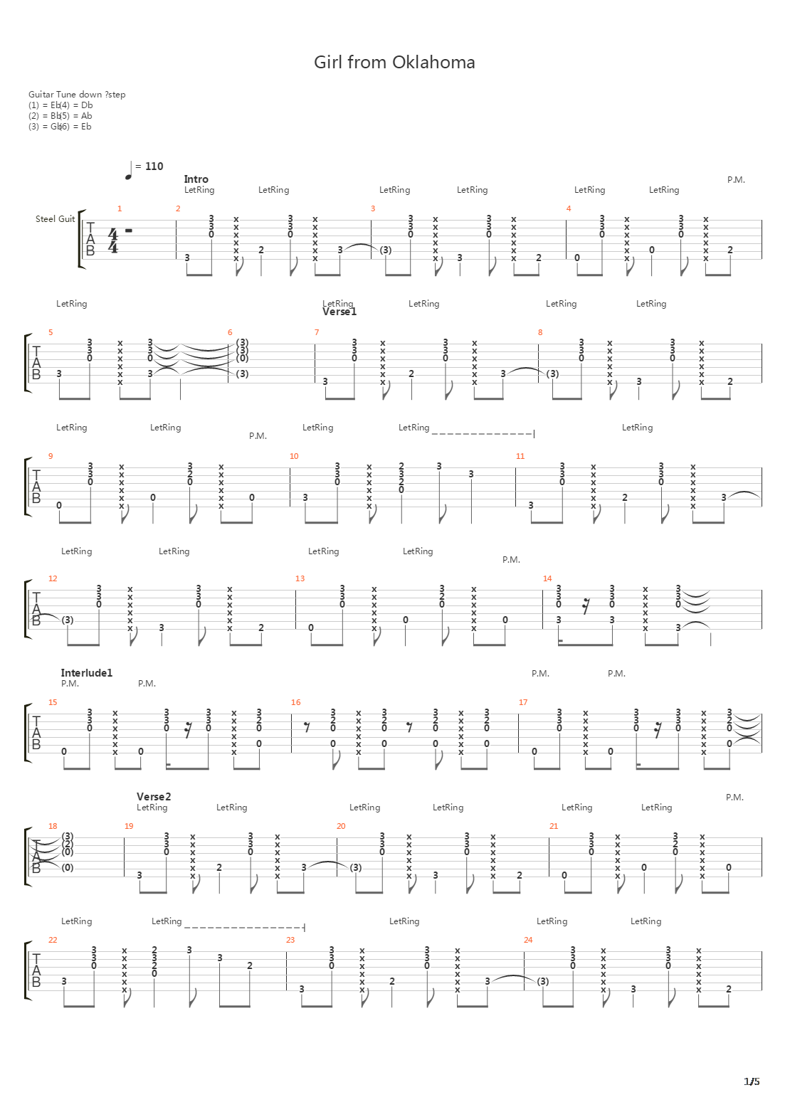 Girl From Oklahoma吉他谱