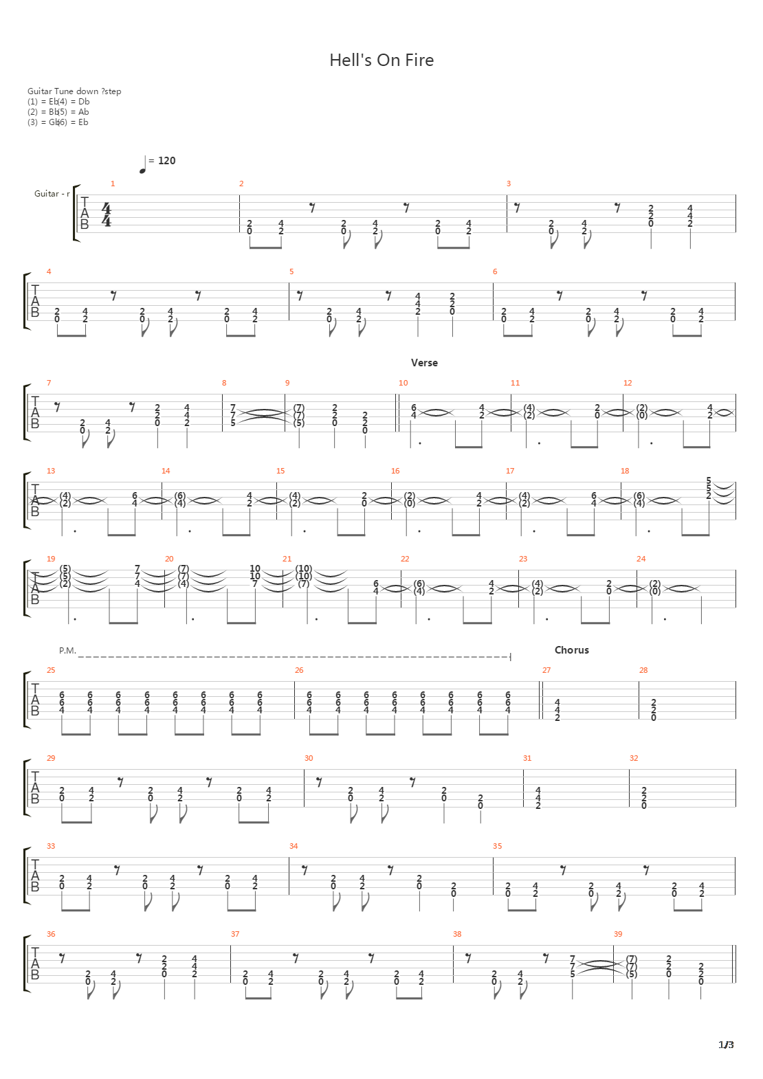 Hells On Fire吉他谱