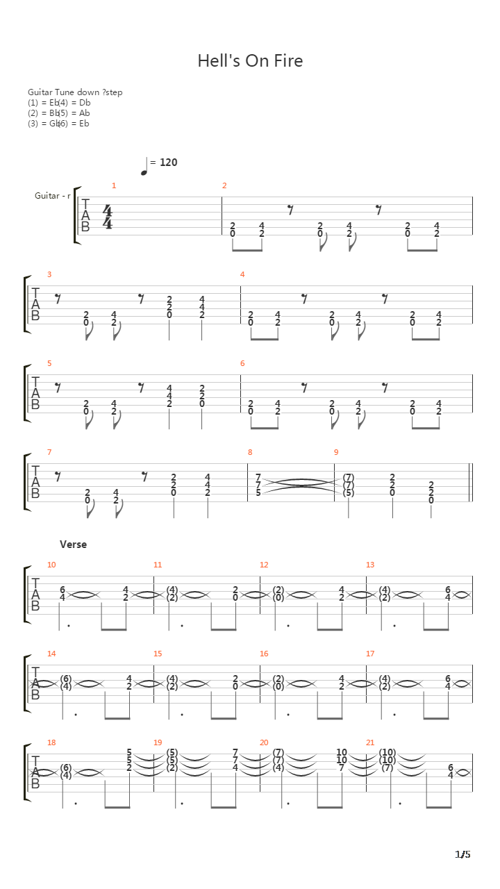 Hells On Fire吉他谱