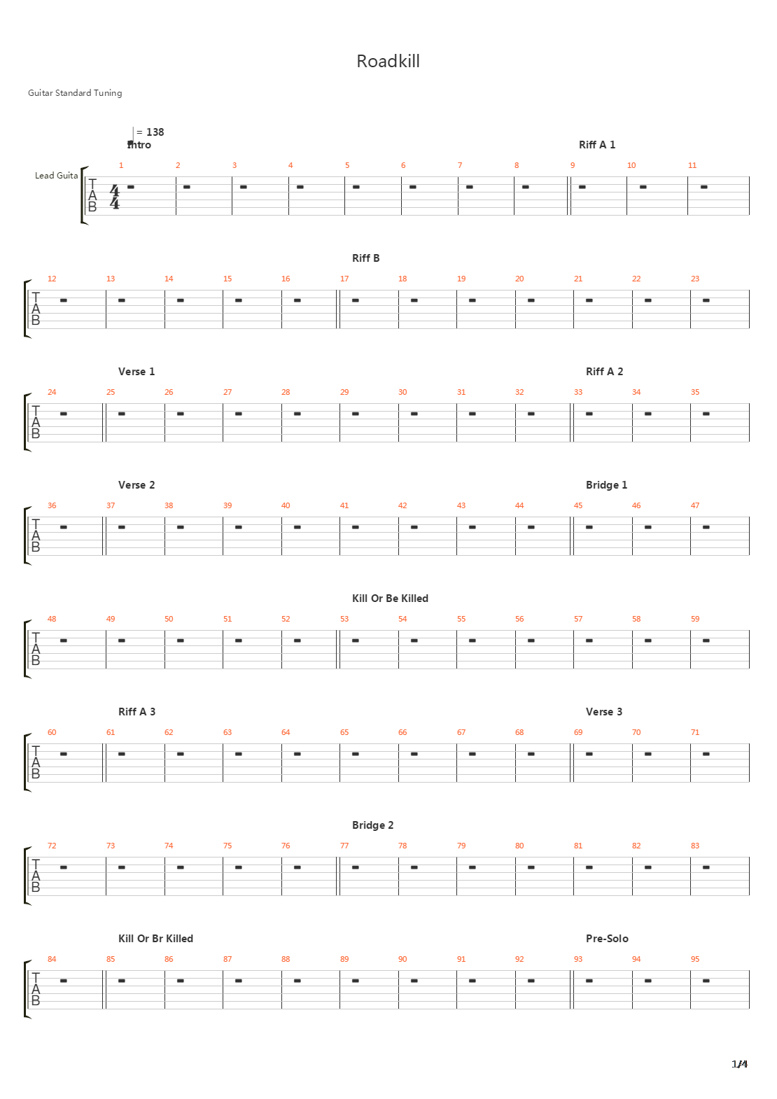 Roadkill Or Be Killed吉他谱