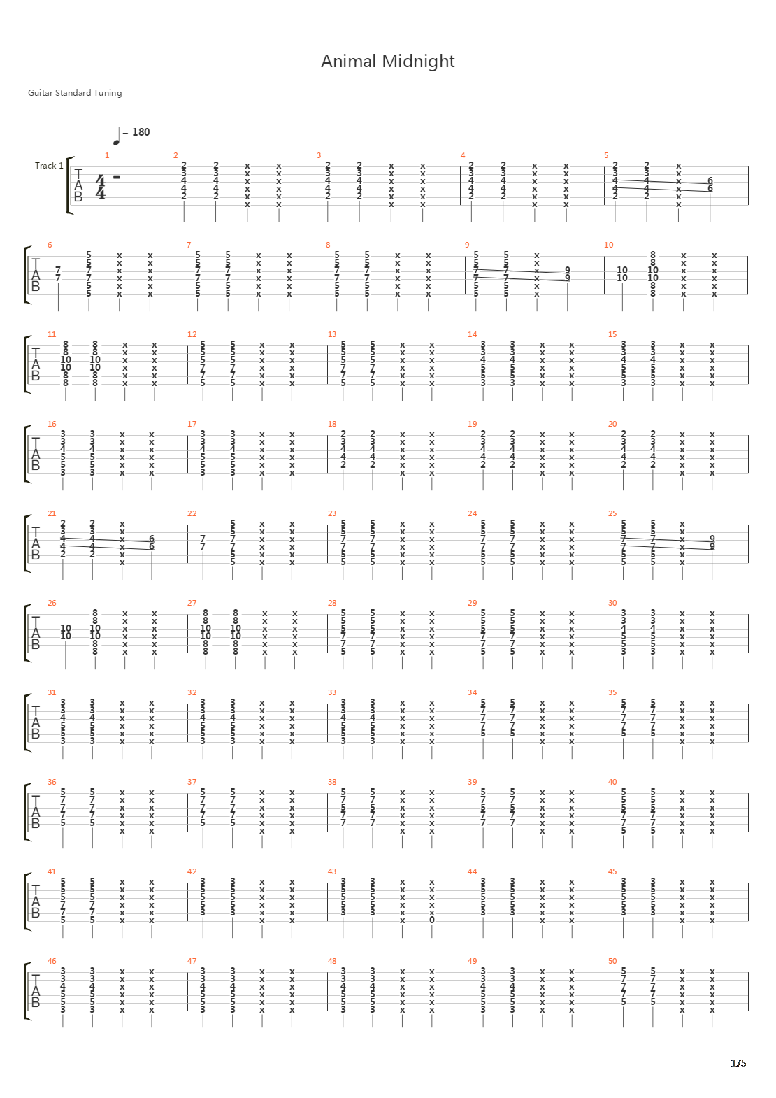 Animal Midnight吉他谱