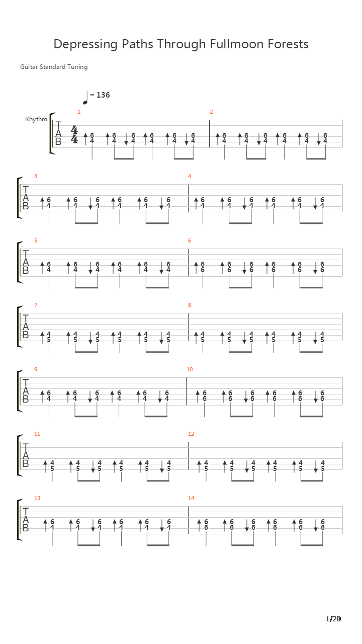 Depressing Paths Through Fullmoon Forests吉他谱