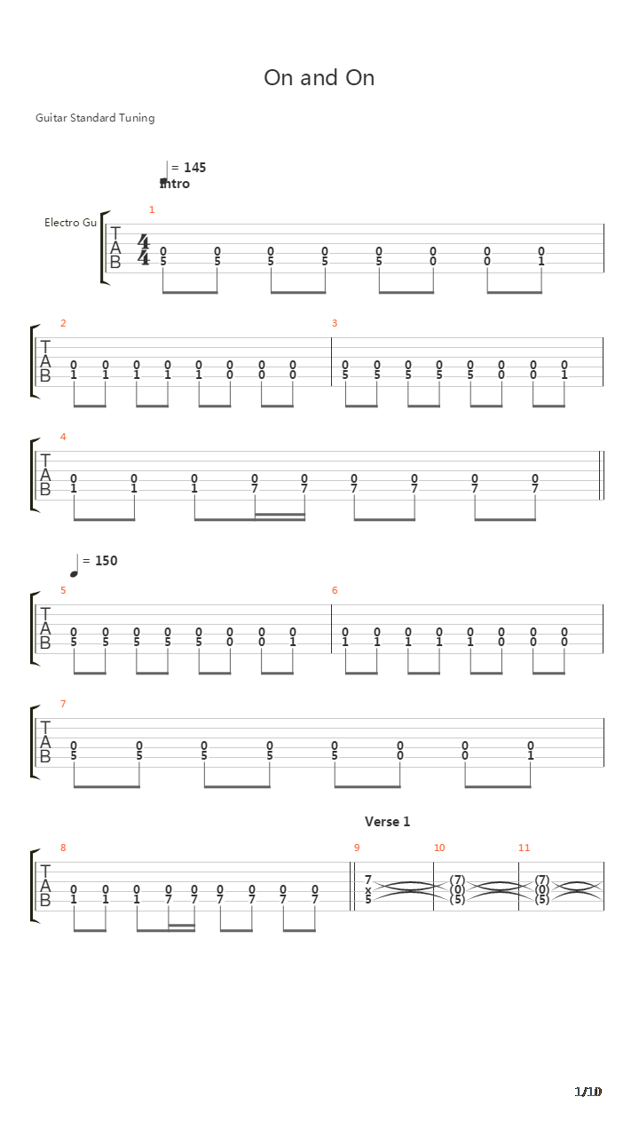 On And On吉他谱