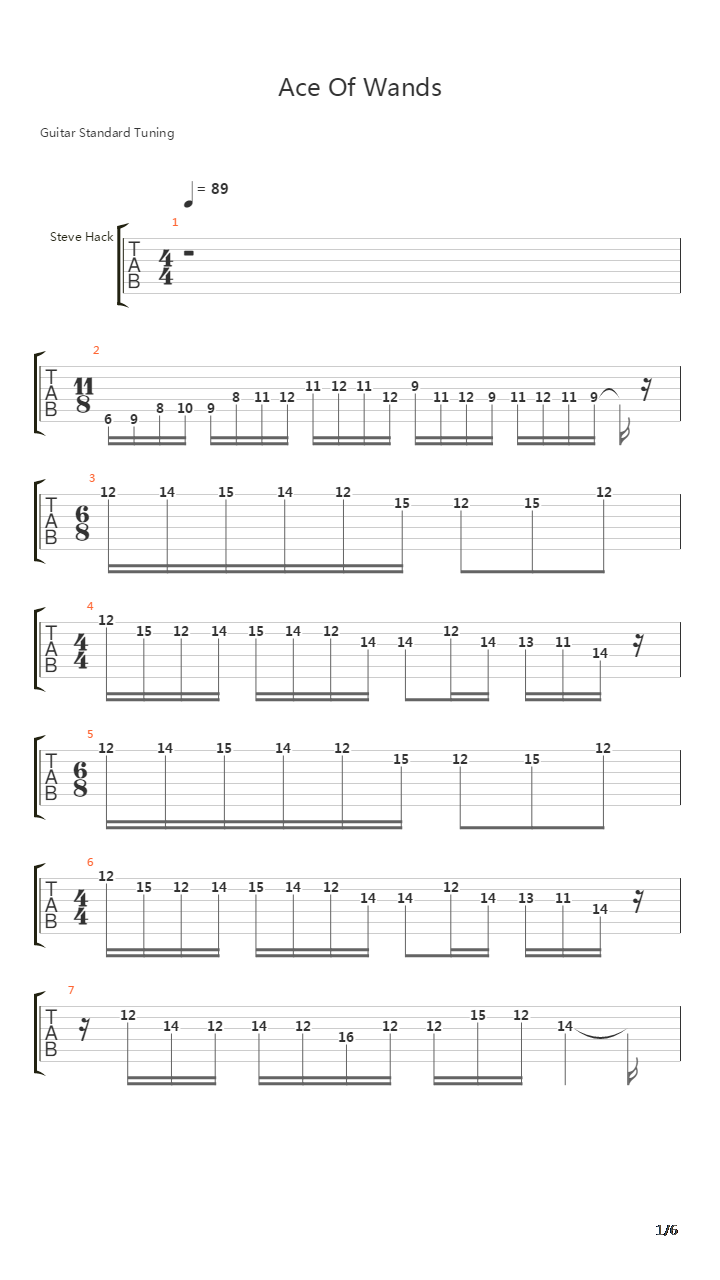 Ace Of Wands吉他谱