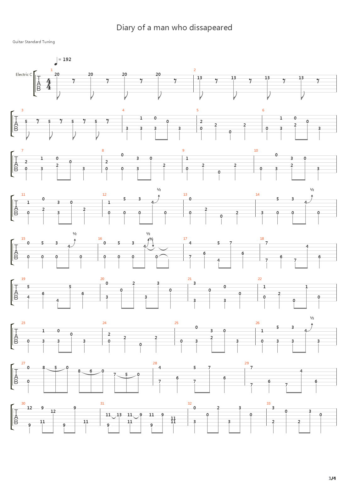 Diary Of A Man Who Dissapeared吉他谱