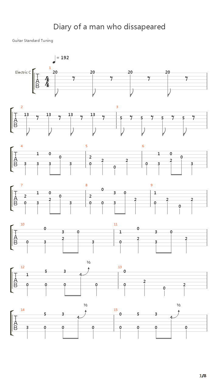 Diary Of A Man Who Dissapeared吉他谱