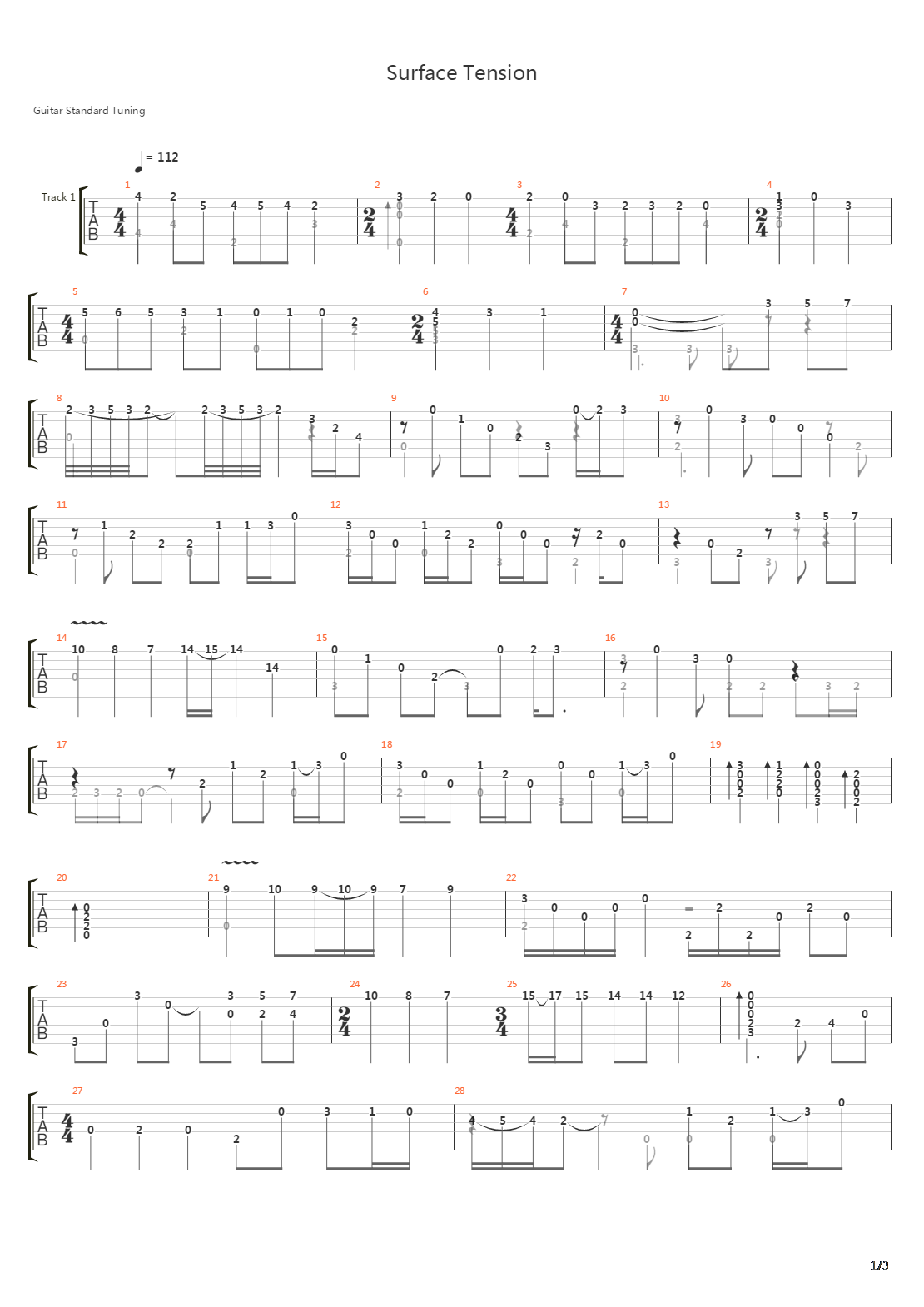 Surface Tension吉他谱