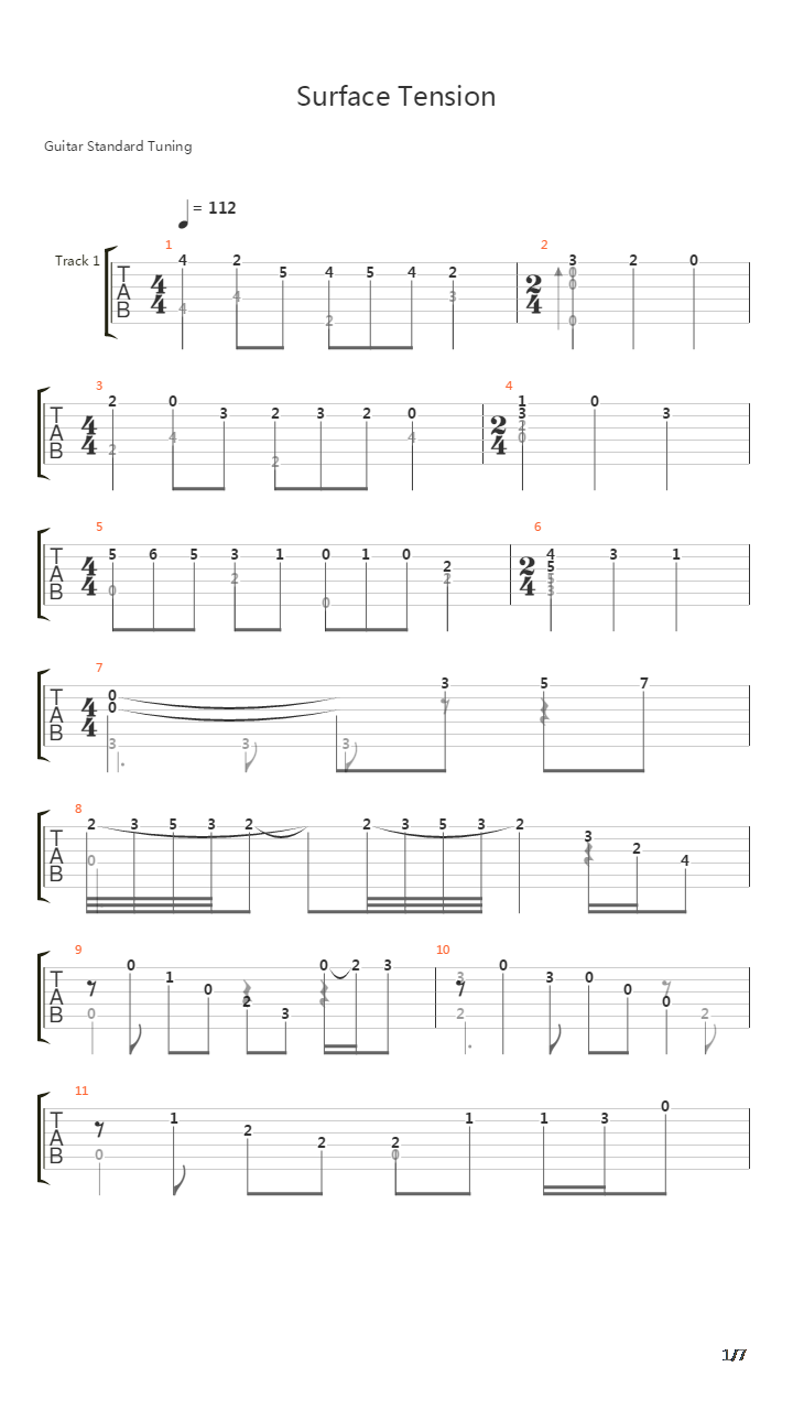 Surface Tension吉他谱