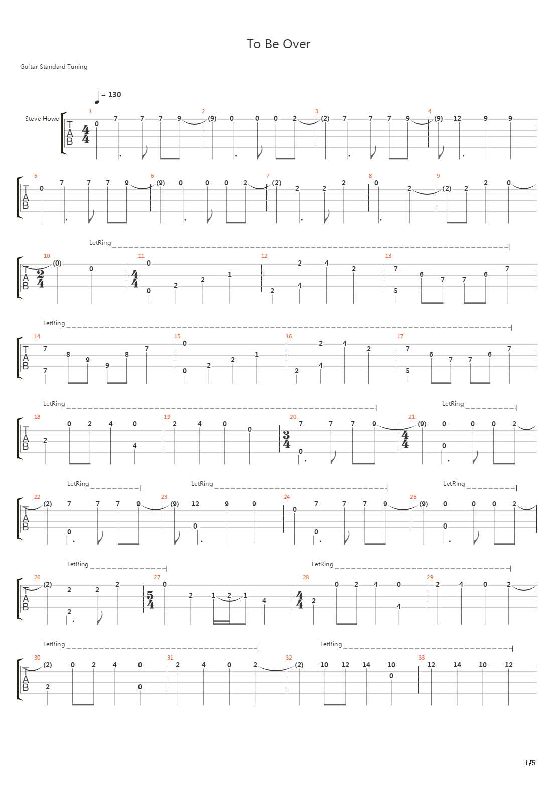 To Be Over吉他谱