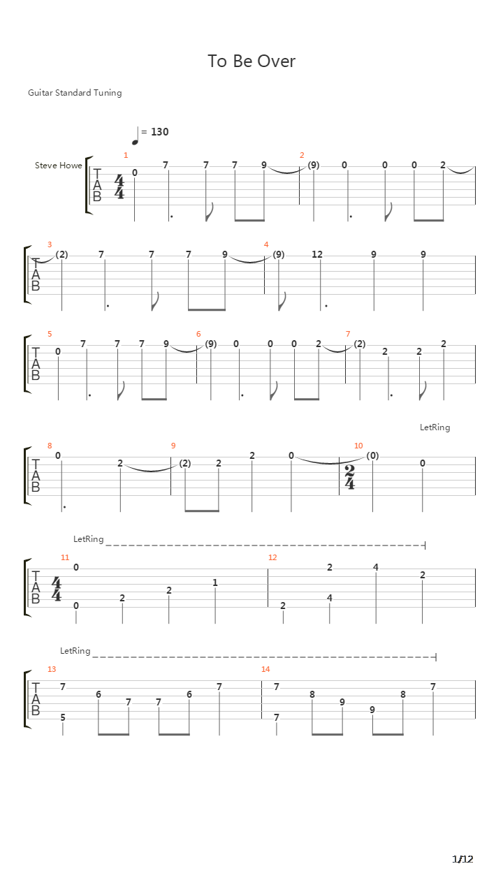 To Be Over吉他谱