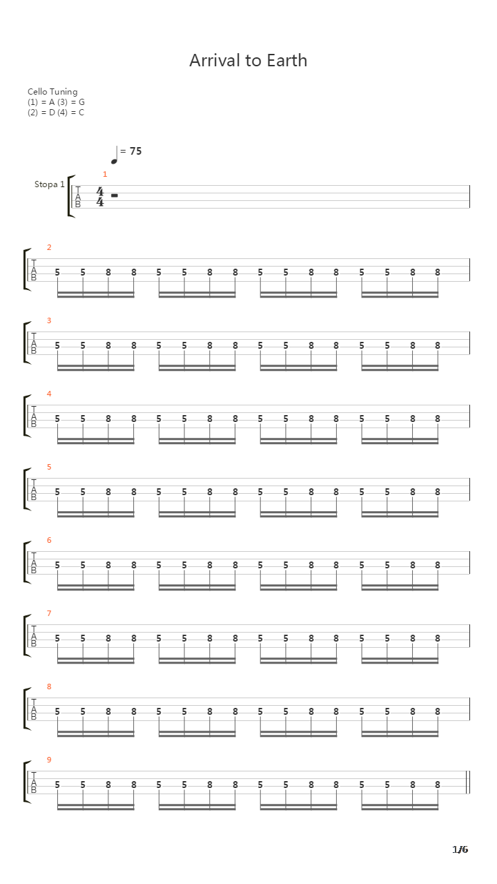 Arrival To Earth吉他谱