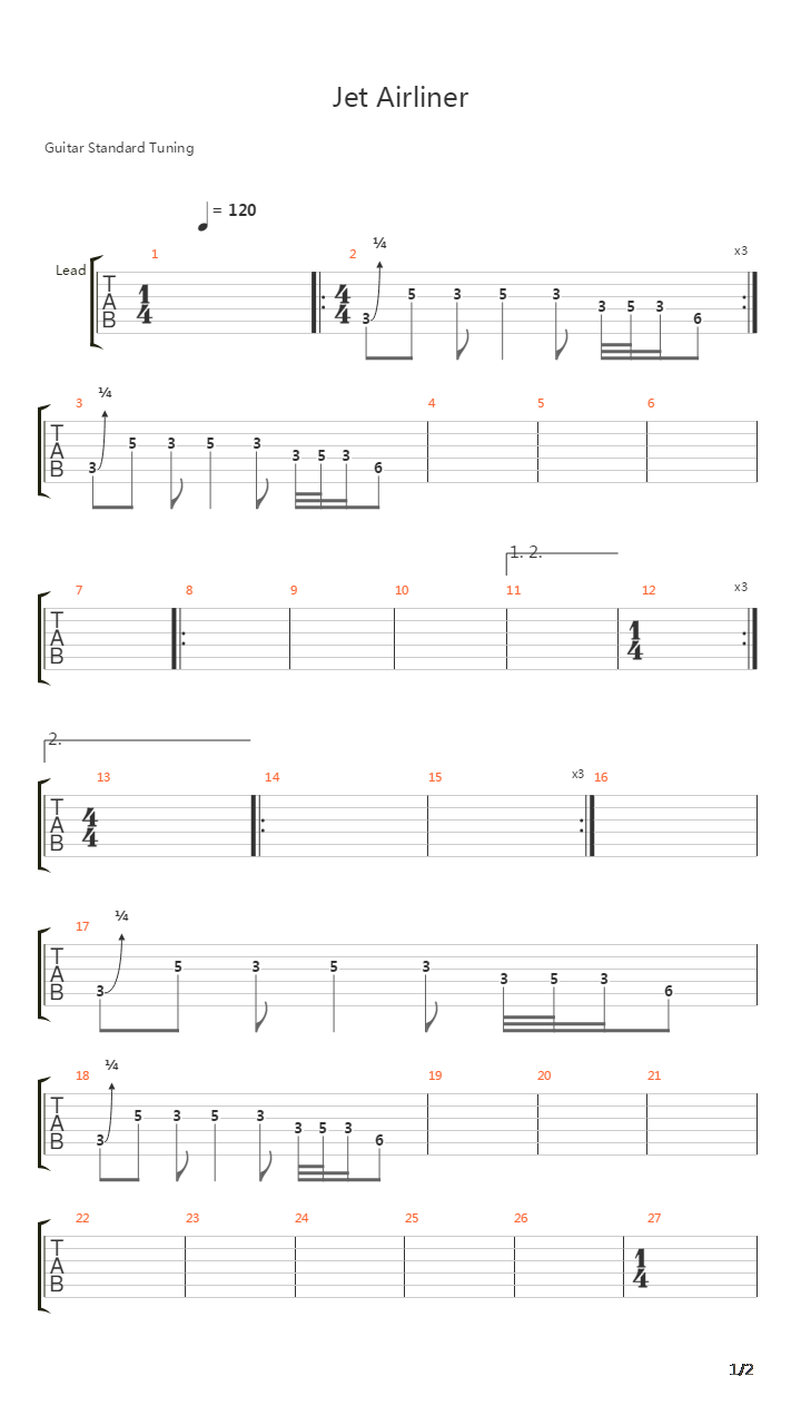Jet Airliner吉他谱