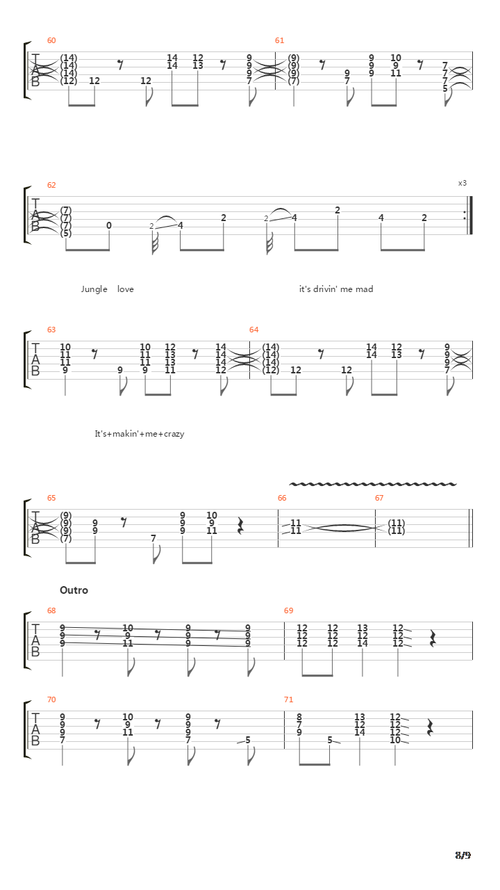 Jungle Love吉他谱