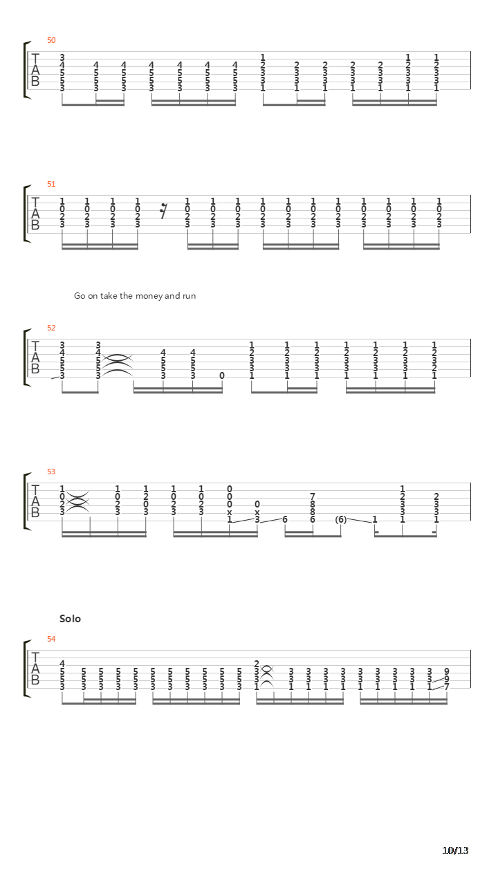 Take The Money And Run吉他谱