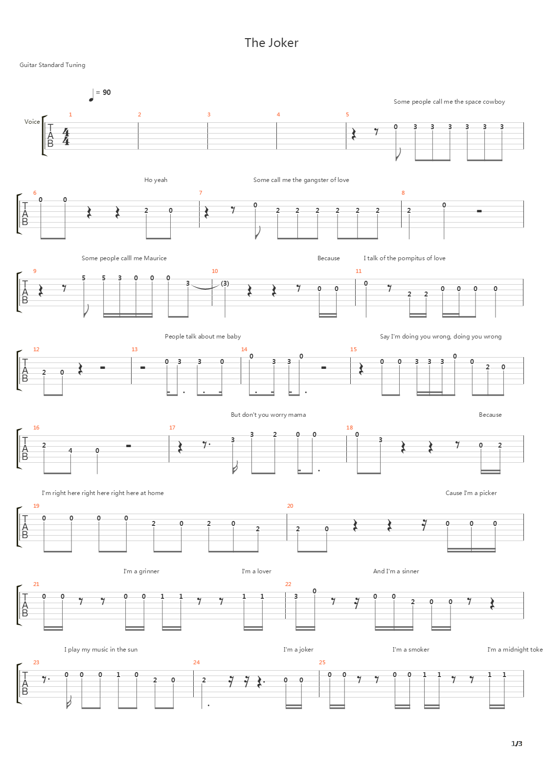 The Joker Acoustic吉他谱