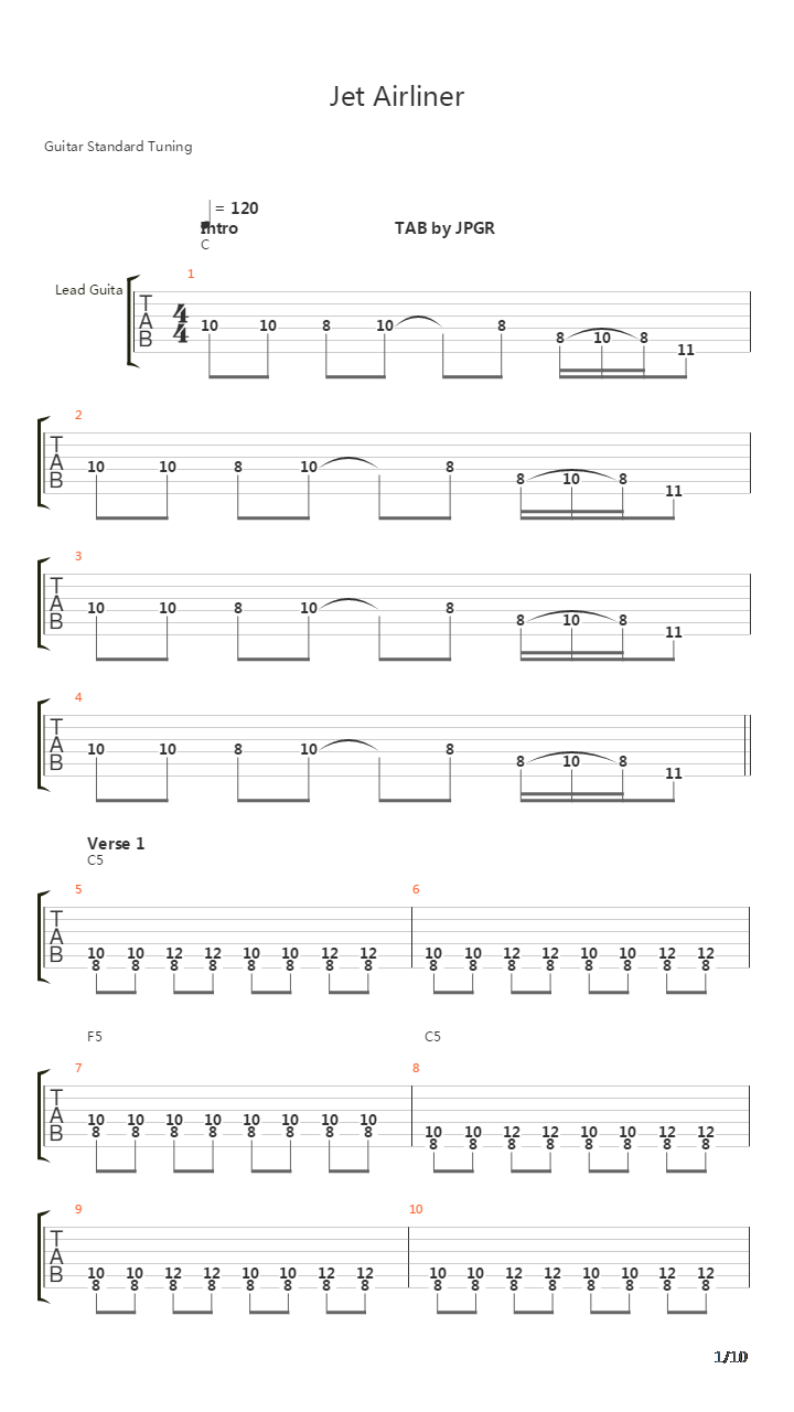 Jet Airliner吉他谱