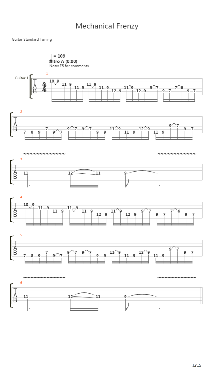 Mechanical Frenzy吉他谱