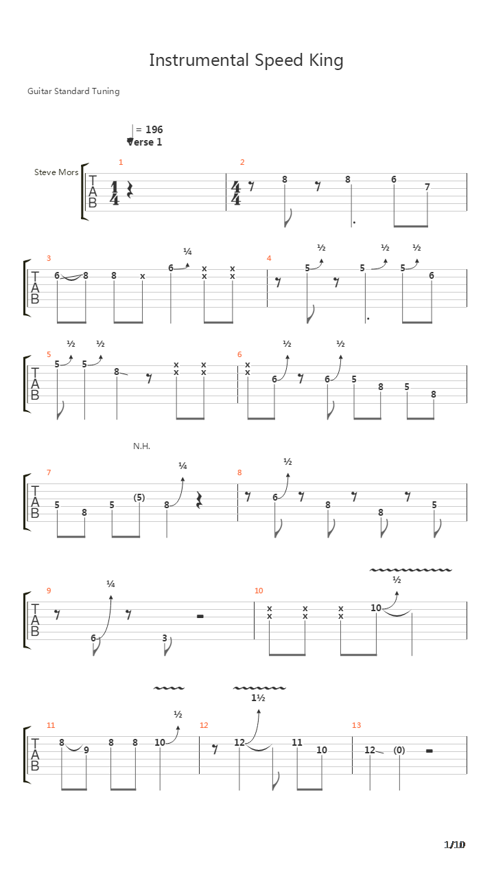 Instrumental Speed King吉他谱