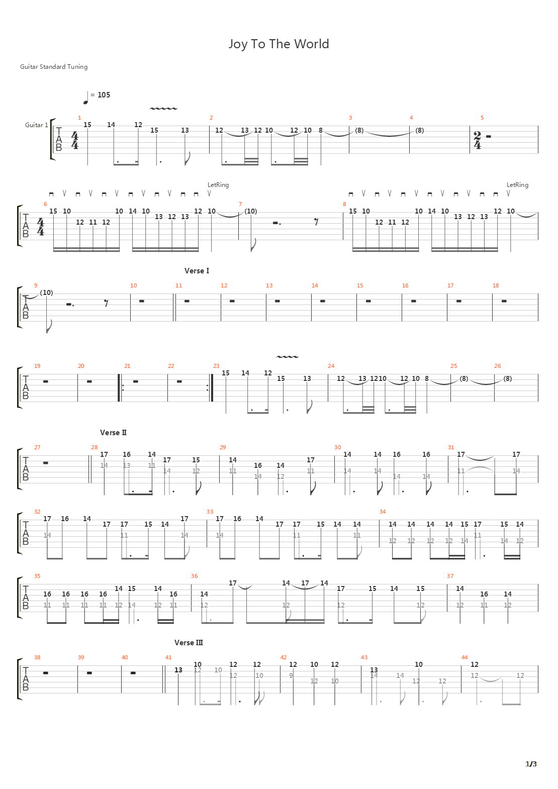 Joy To The World吉他谱