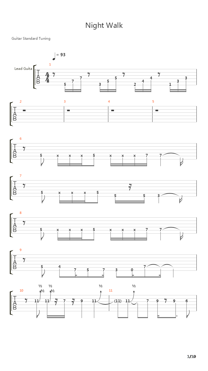 Night Walk吉他谱