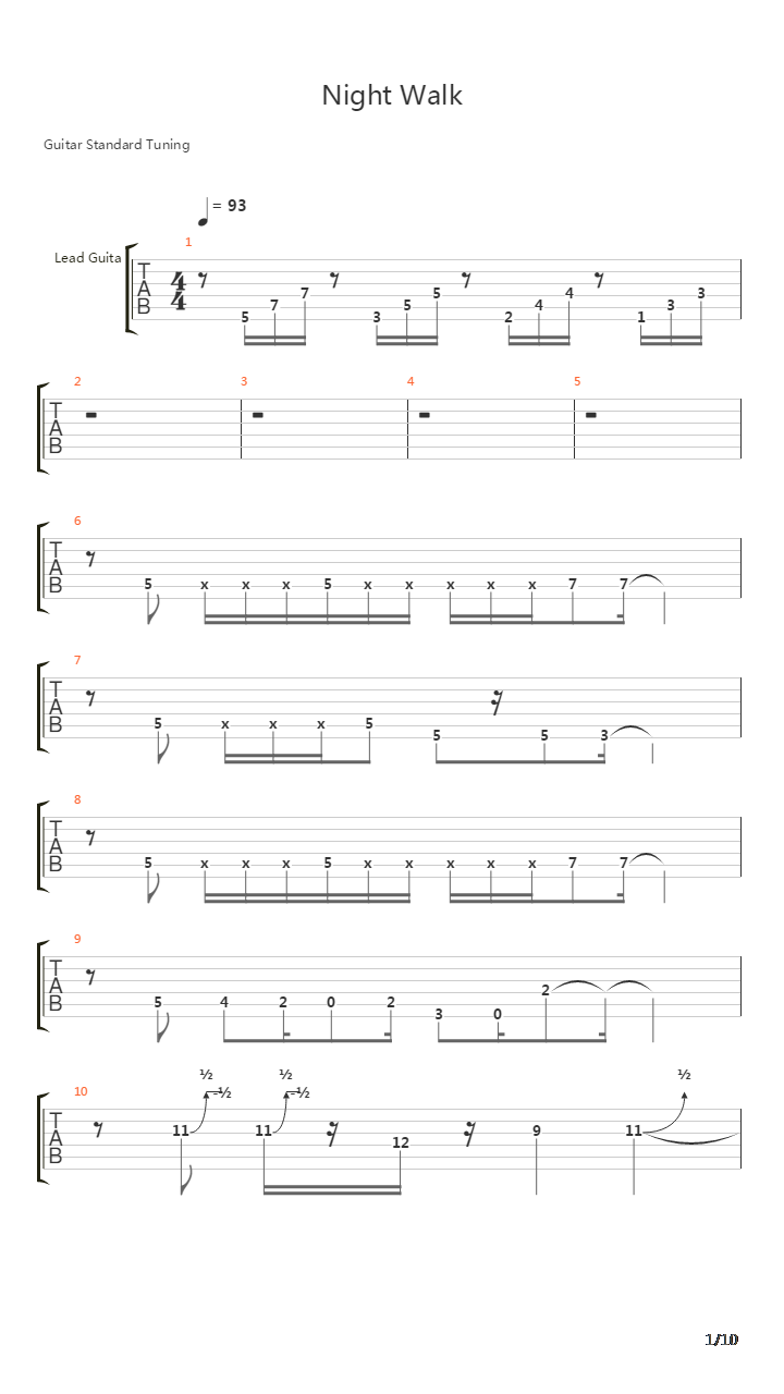 Night Walk吉他谱