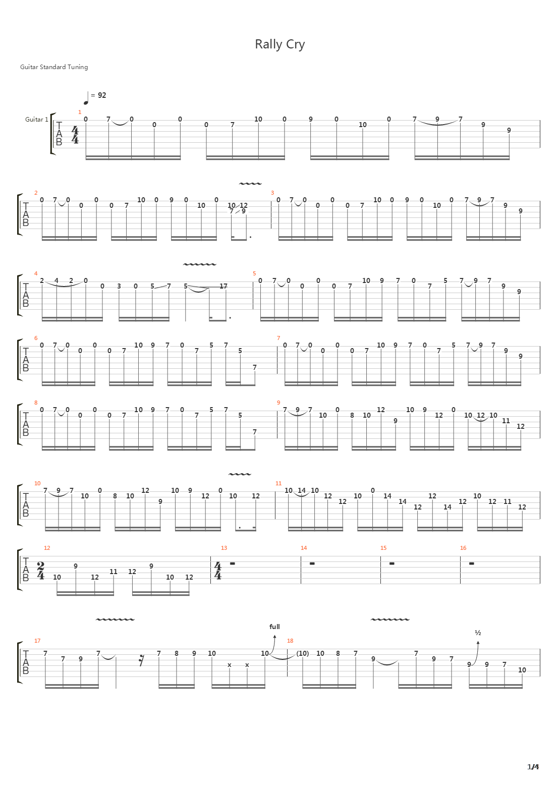 Rally Cry吉他谱