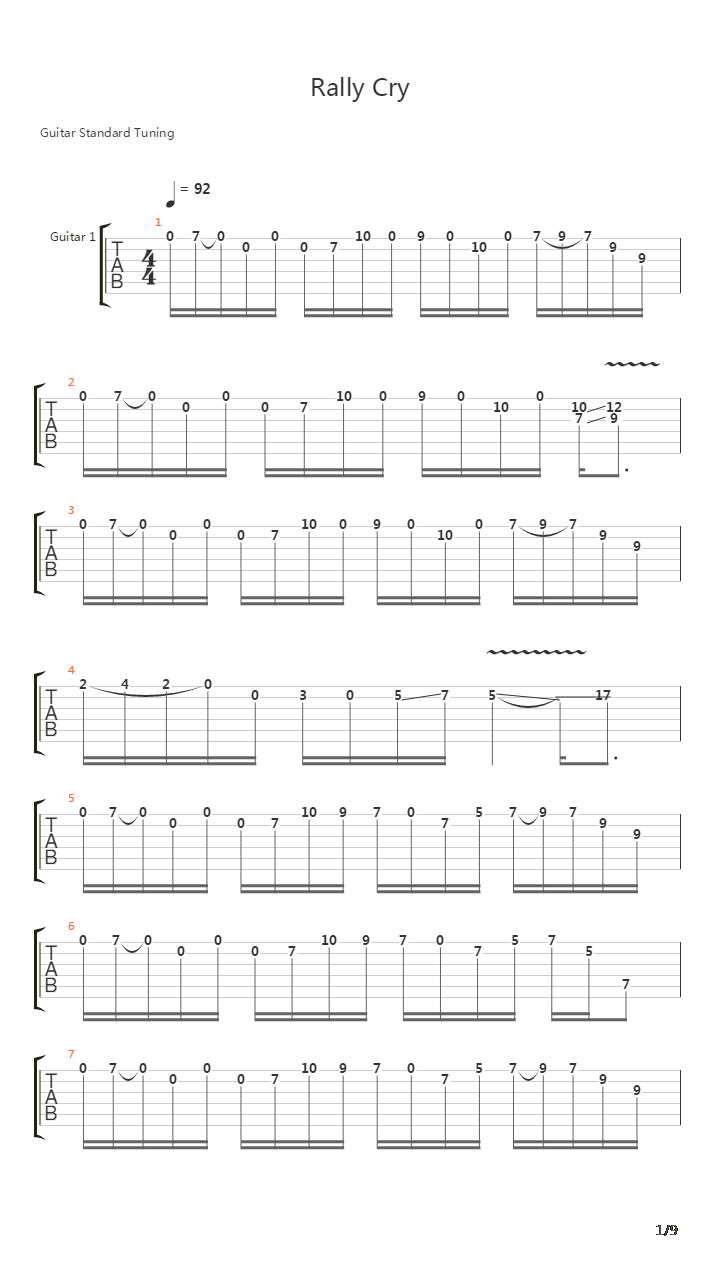 Rally Cry吉他谱