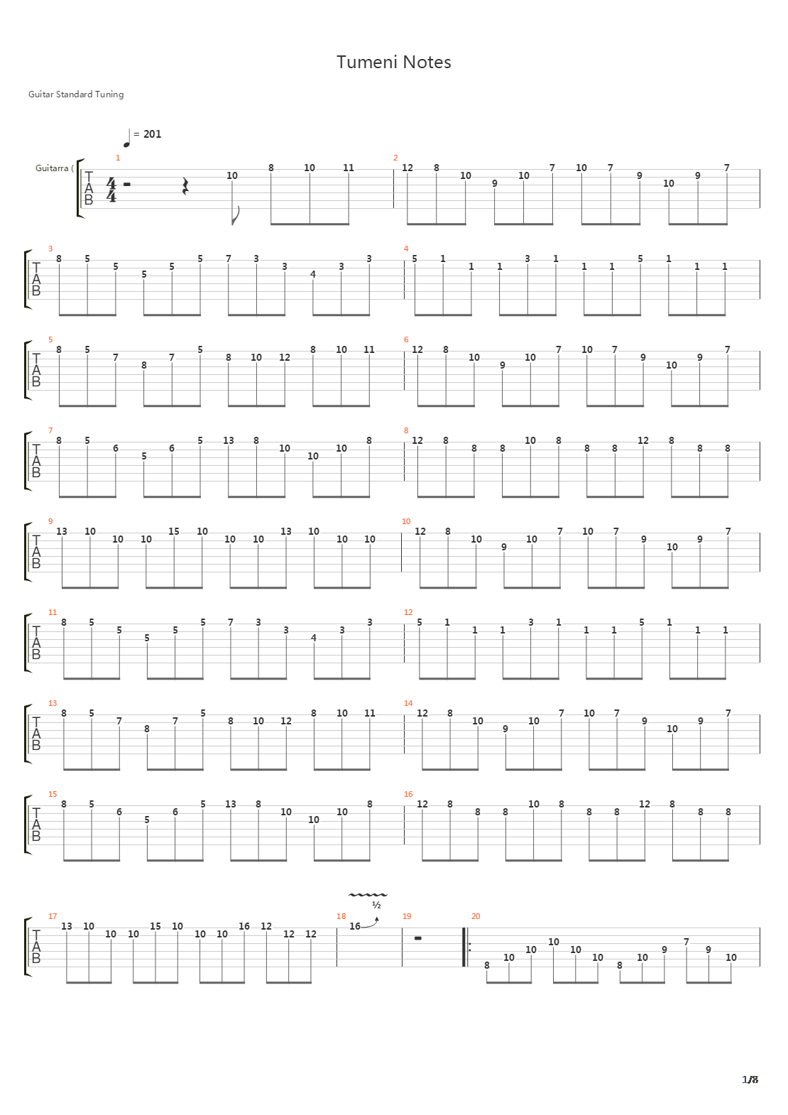 Tumeni Notes吉他谱