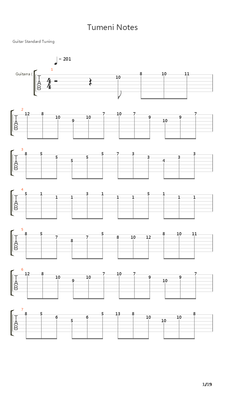 Tumeni Notes吉他谱