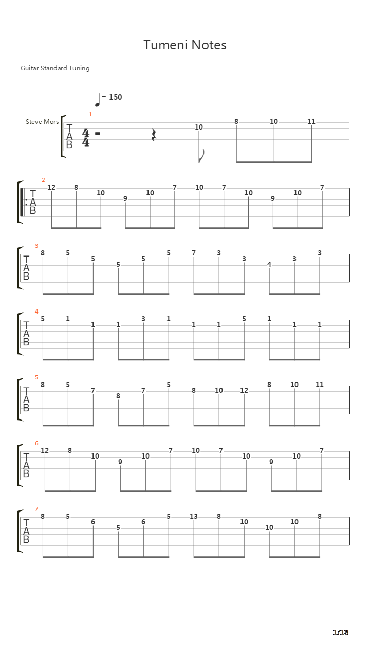 Tumeni Notes吉他谱