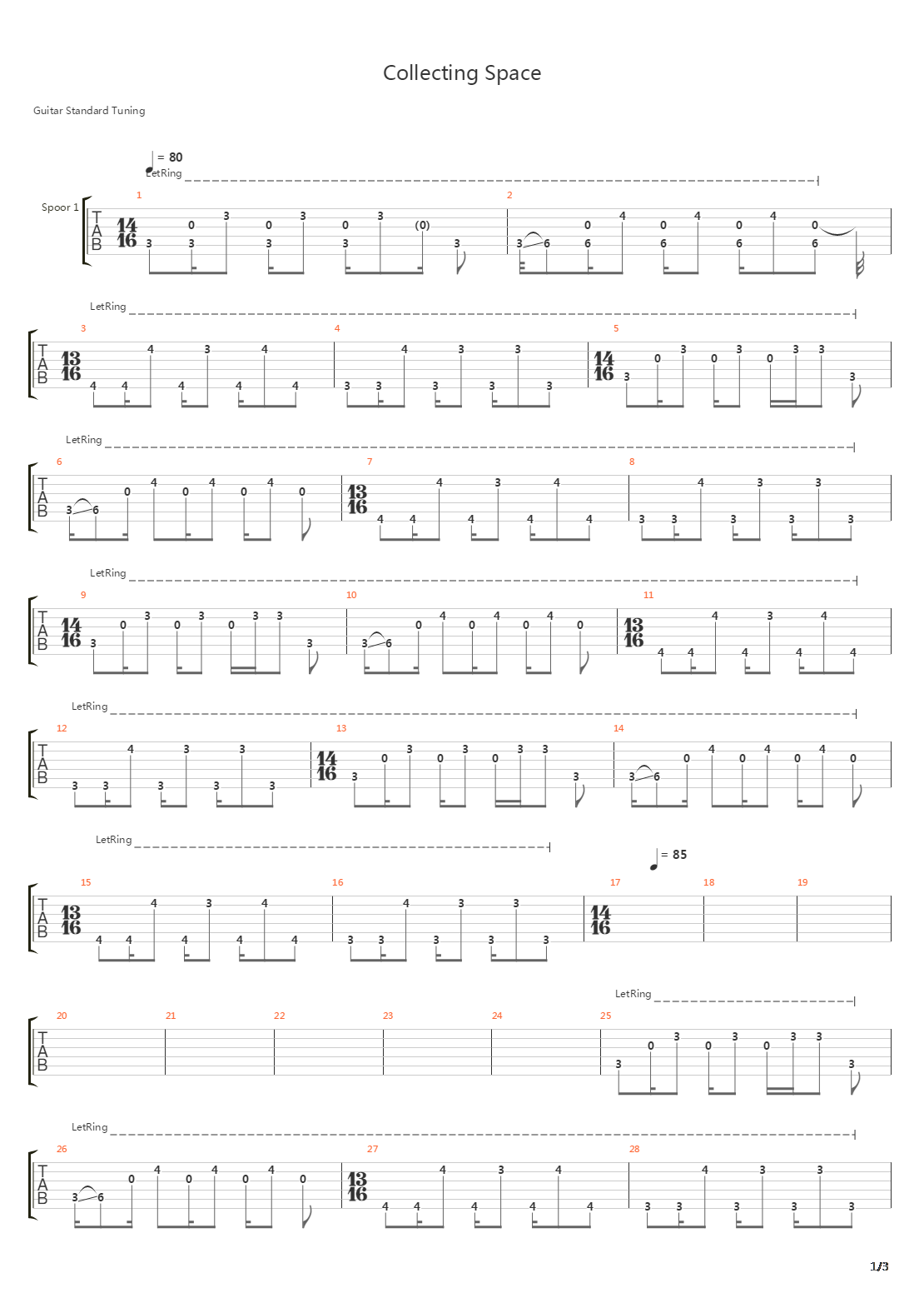 Collecting Space吉他谱