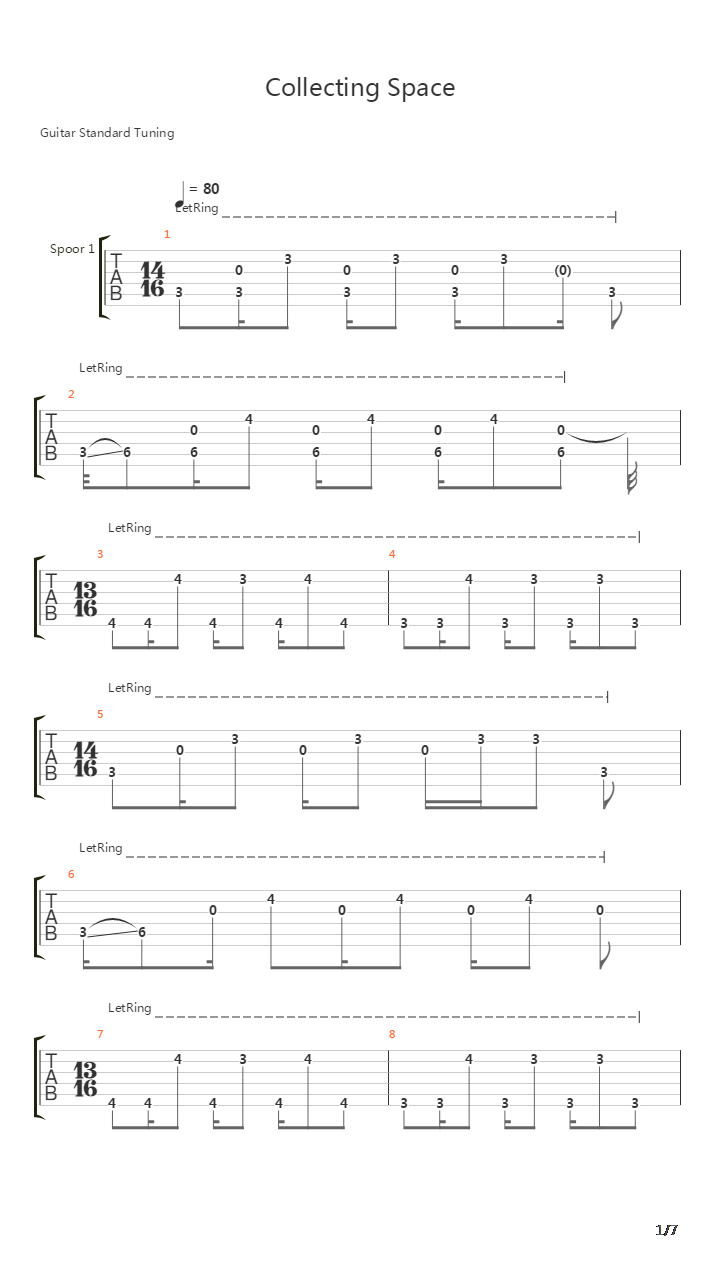 Collecting Space吉他谱
