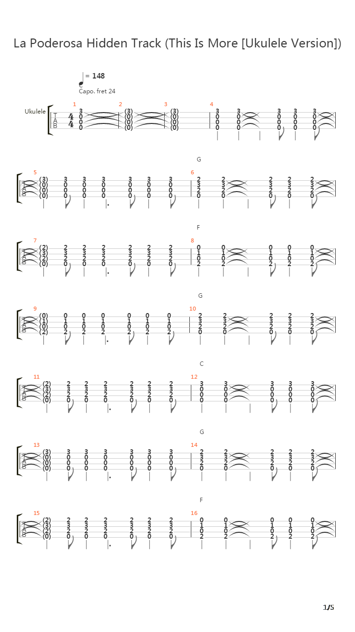 La Poderosa Hidden Track - This Is More Ukulele吉他谱