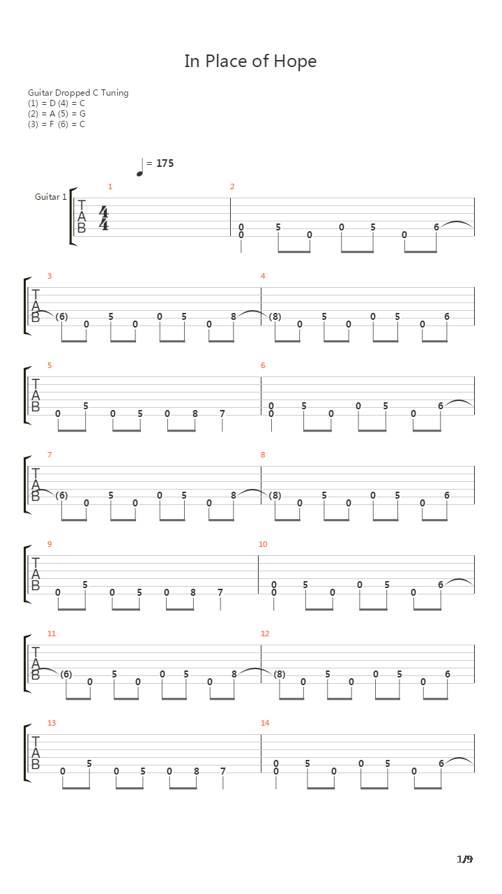 In Place Of Hope吉他谱