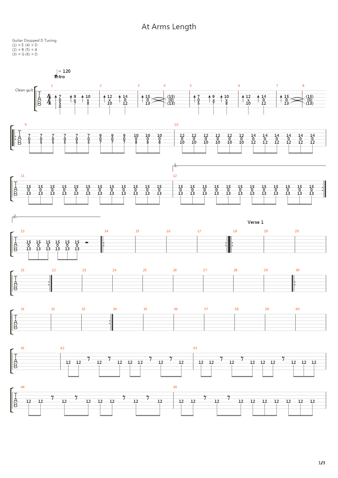 At Arms Length吉他谱