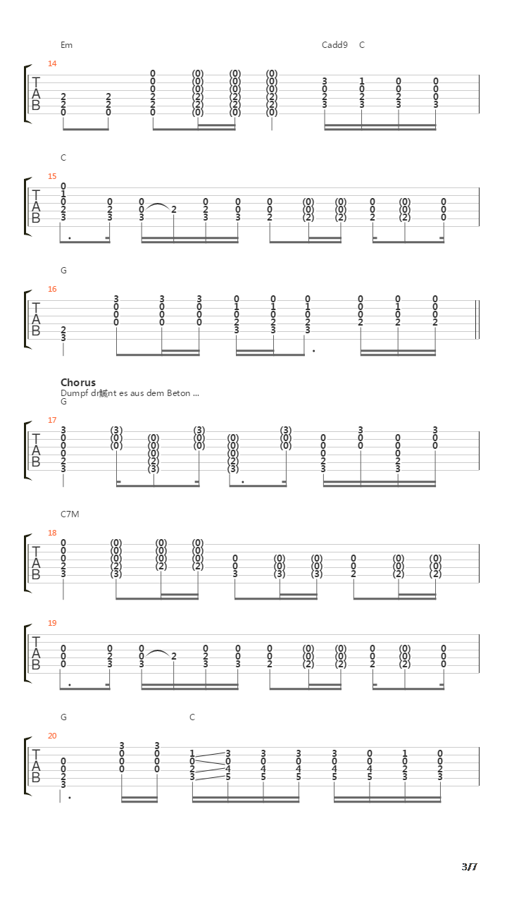 Aus Dem Beton Acoustic Live吉他谱